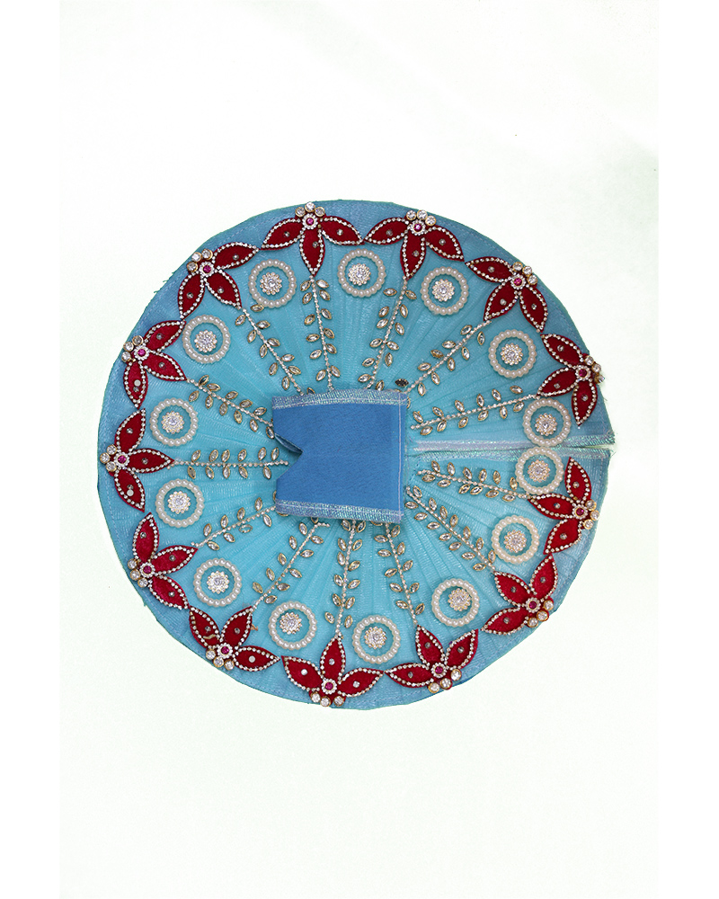 Attractive Blue Laddu Gopal Dress With Red Floral Stone Work
