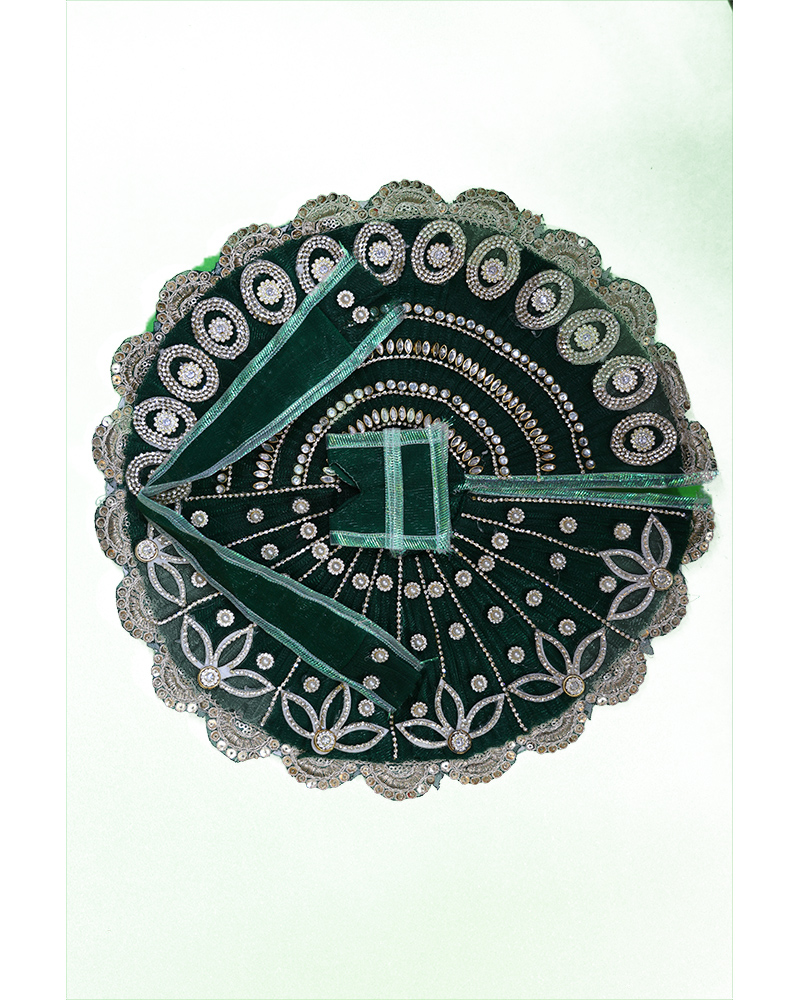 Elegant Green Laddu Gopal Dress With Stone Work