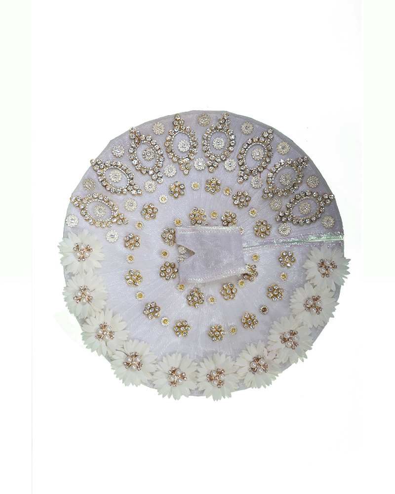 Elegant White Laddu Gopal Dresses With Stone And Flower Work