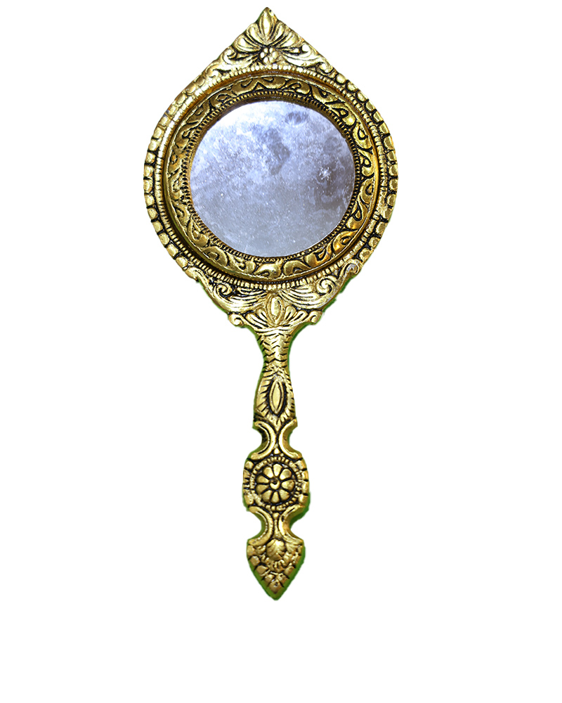 Elegant Round Hand Mirror Retro Brass Decorative Accent
