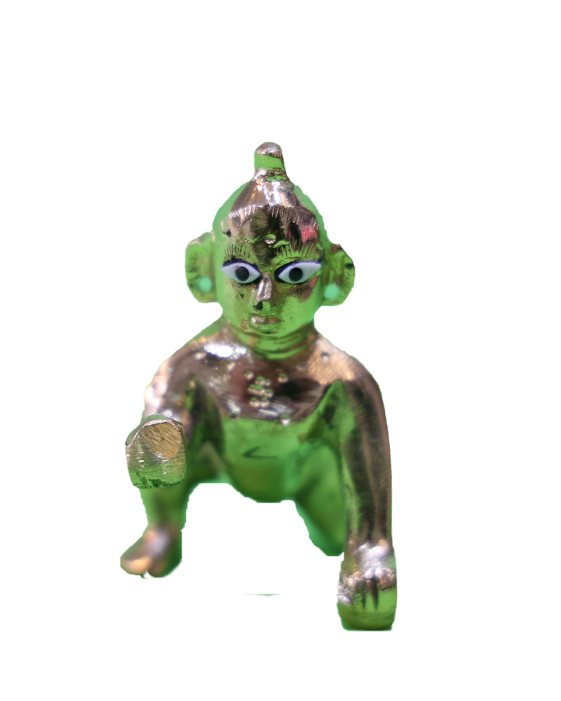 Unique Gold-tone Laddu Gopal Murti Crawling Deity