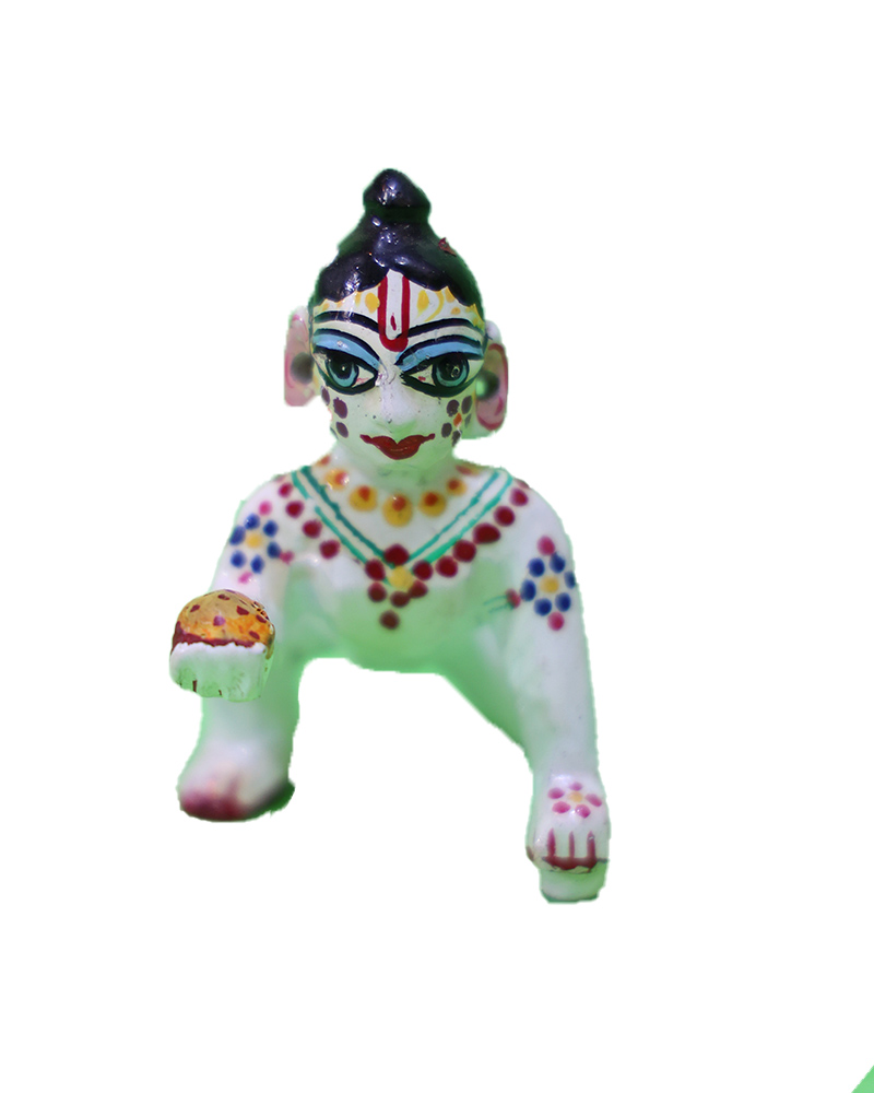 Unique White Laddu Gopal Idol With Vibrant Hand-painted Details Colorful Baby Krishna Statue