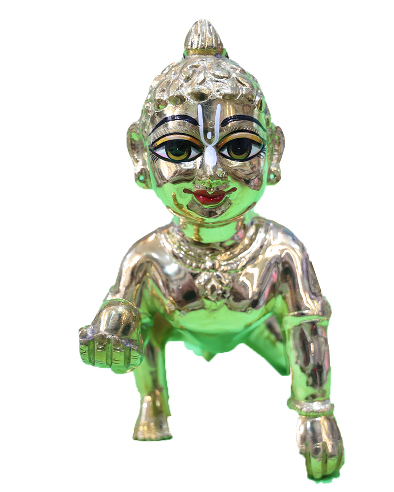 Golden Brass Laddu Gopal Idol Crawling Baby Krishna Murti