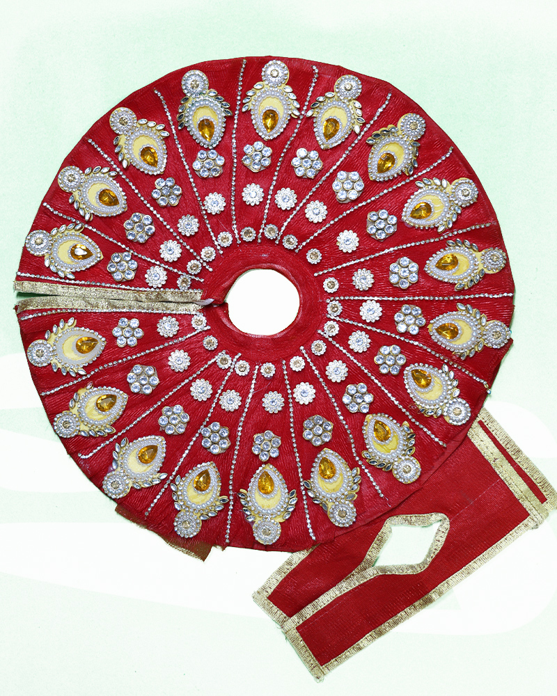 Royal Red Embroidered For Laddu Gopal Dress Heavy Stone Work