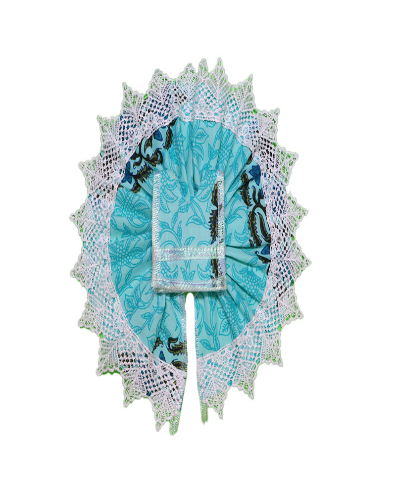Aqua Blue Bal Gopal Dress With Elegant White Crochet Border