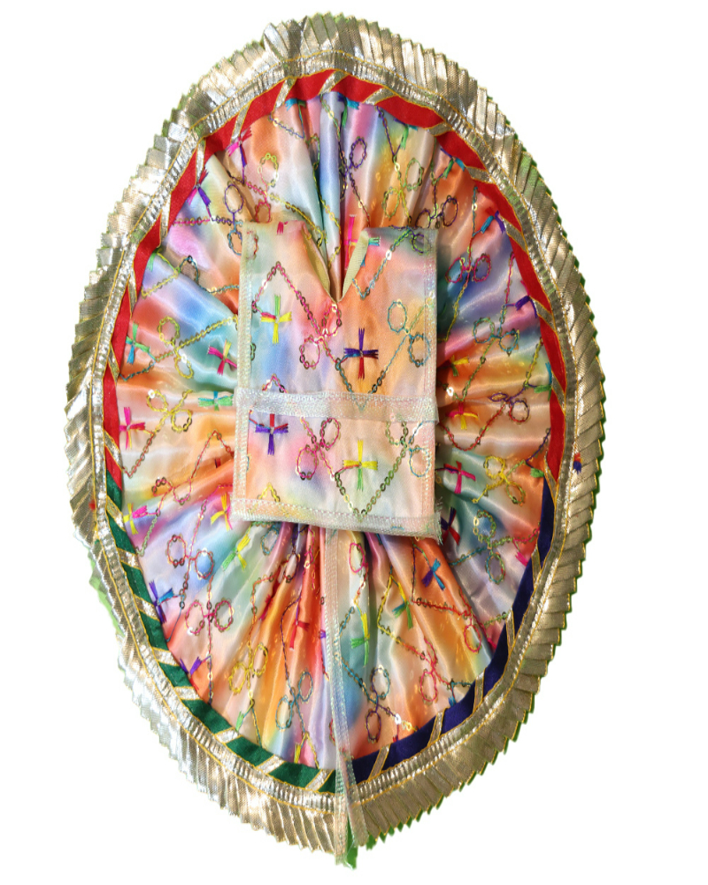 Colorful Rainbow Laddu Gopal Dress With Cross Pattern & Sequins