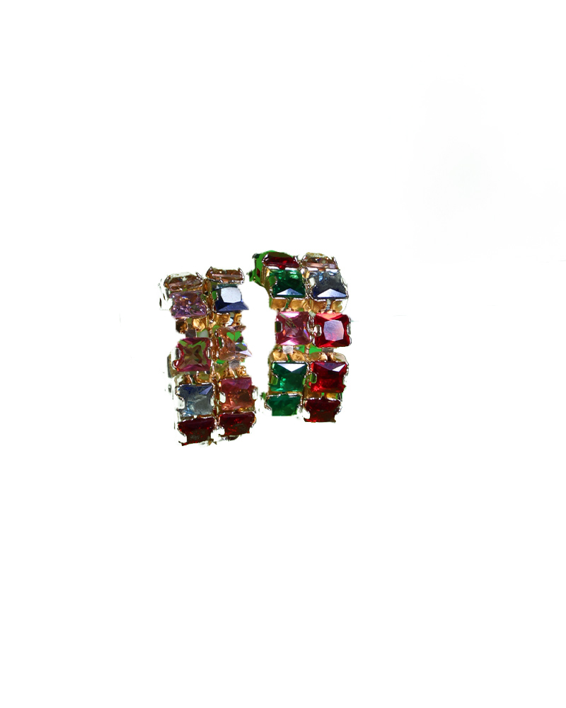 Dazzling Mixed Stone Wide Band Bracelets Stackable Fashion Cuff Bracelets