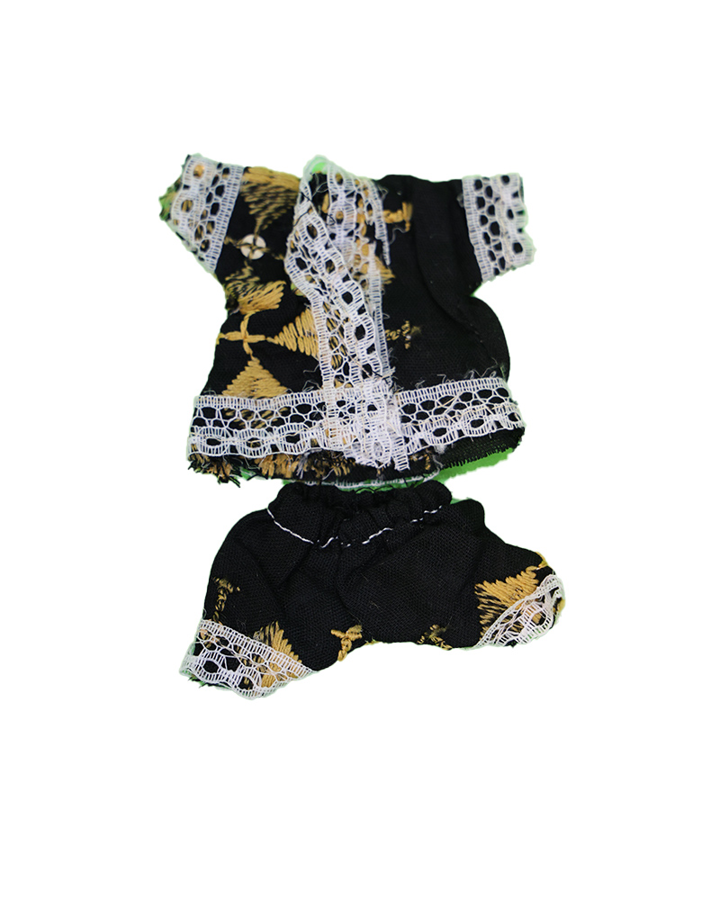 Elegant Gold & Black Embroidered Laddu Gopal Night Suit Luxurious Deity Loungewear