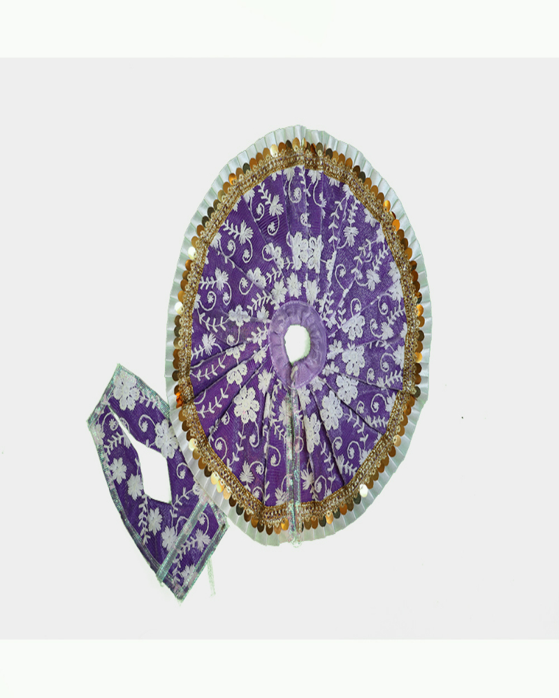 Elegant Purple Laddu Gopal Poshak With White Floral & Gold Sequin Work