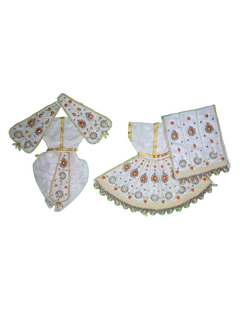 White Fancy Radha Krishna Dress New Collection