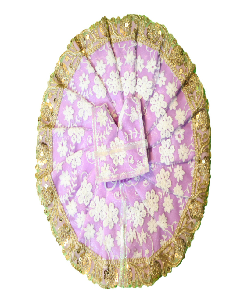 Graceful Lavender Laddu Gopal Dress With White Floral Embroidery