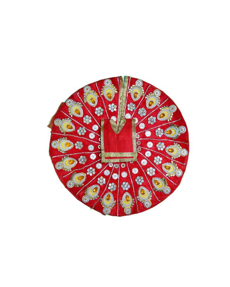 Designer Red Laddu Gopal Dress With Stone Embellishment