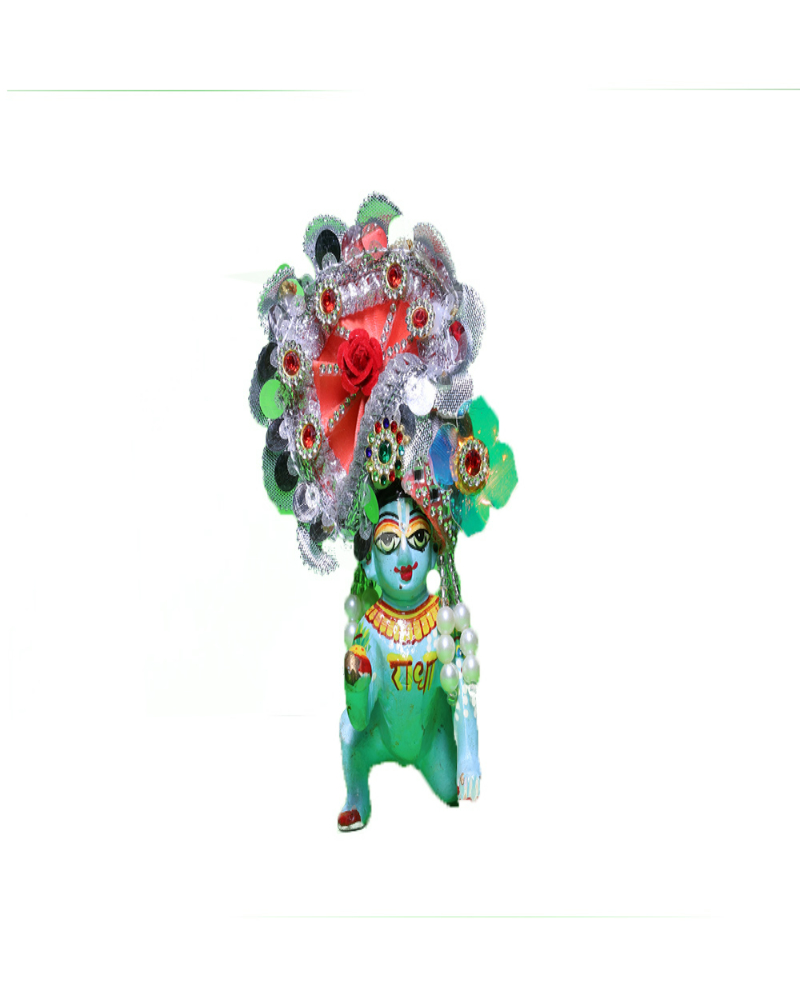 Laddu Gopal Red & Silver Pugree With Sequin And Stone Embellishments