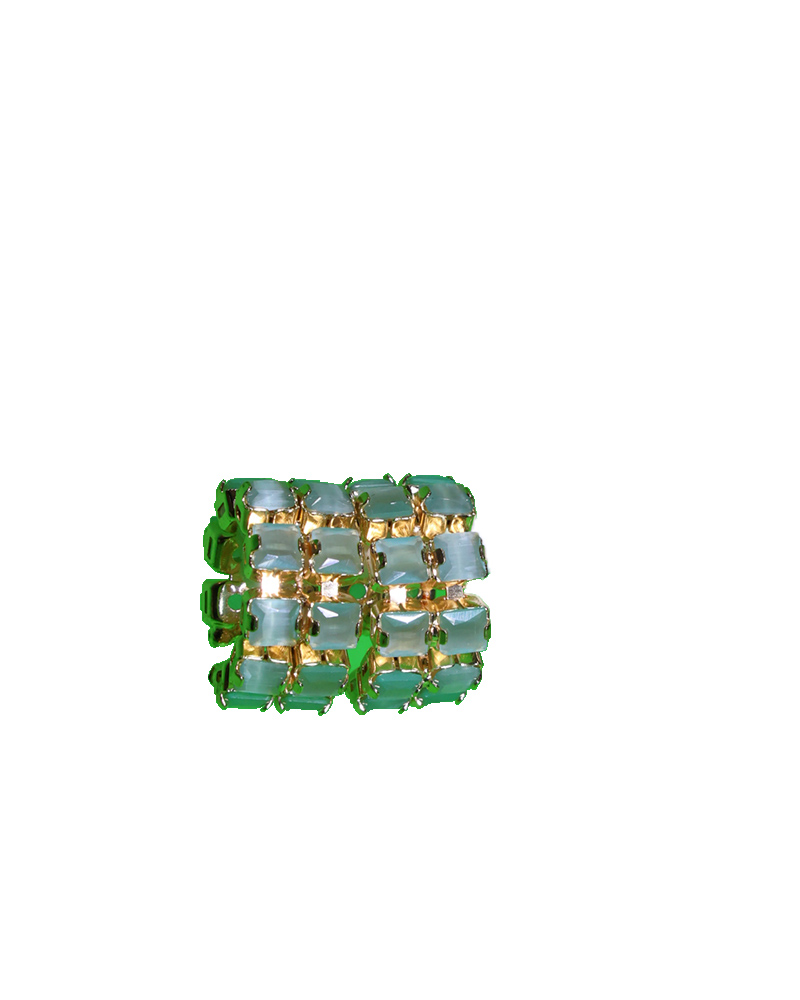 Light Green Square Cut Gemstone Stretch Bracelet Comfortable & Stylish Daily Wear Bangle