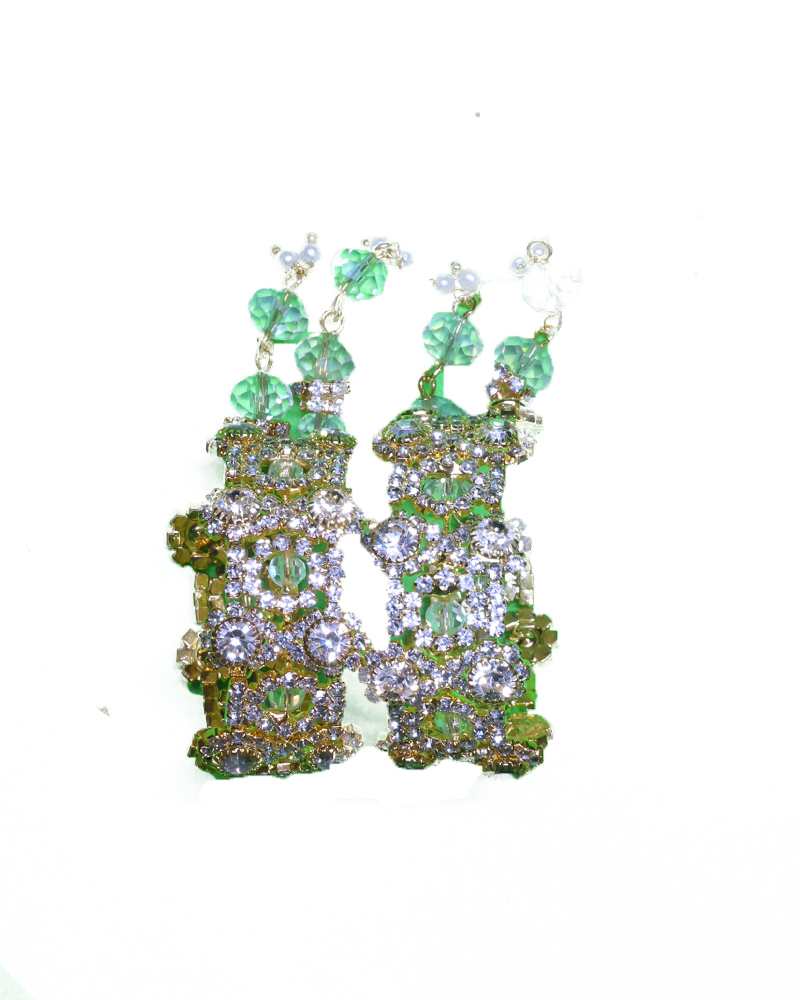 Lush Green Crystal & Rhinestone Deity For Idols Perfect For Enhancing The Charm Of Krishna And Radha