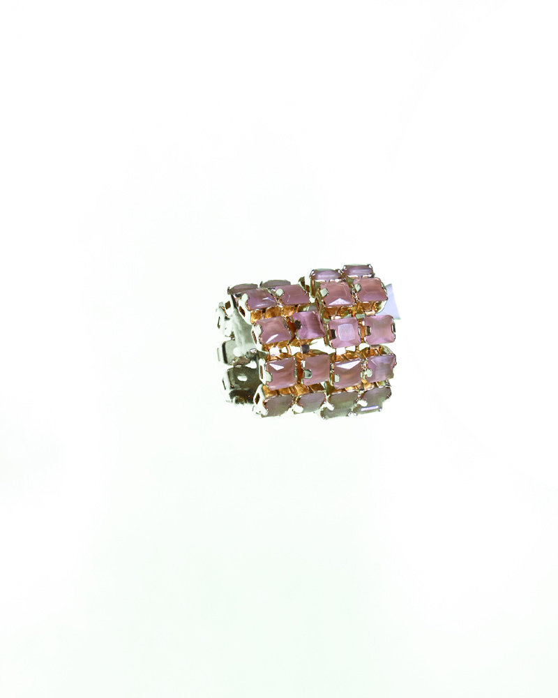 Luxurious Violet Rhinestone Cuff Bracelet Modern Ethnic Hand Bracelet Jewelry
