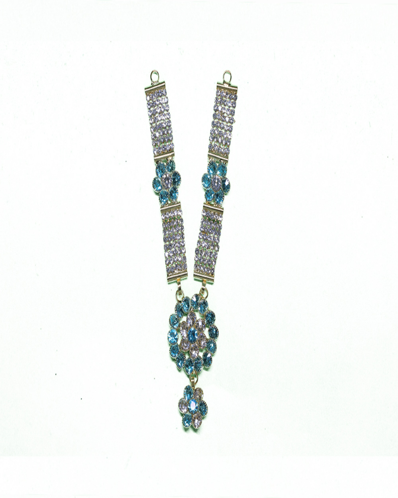 Modern Blue Gemstone Embellishment  Striped Crystal Accent