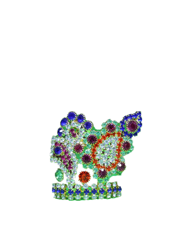 Multi-color Gemstone Deity Crown Paisley Design Idol Headpiece