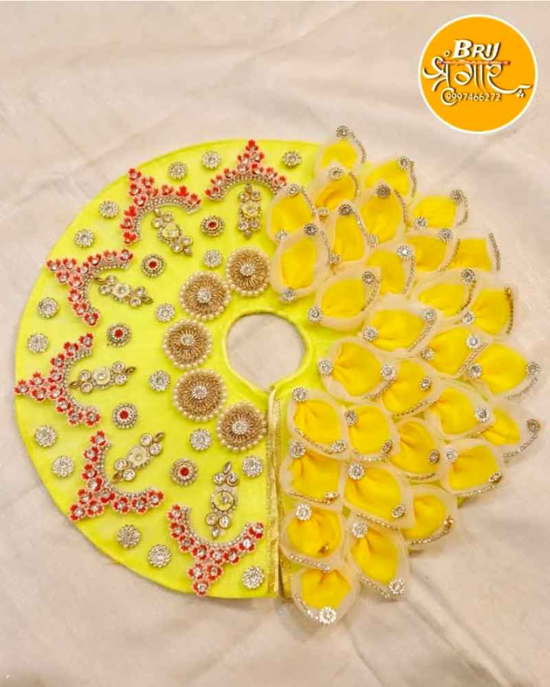 Laddu Gopal Ji Heavy Yellow Dress Beautiful Traditional Attire