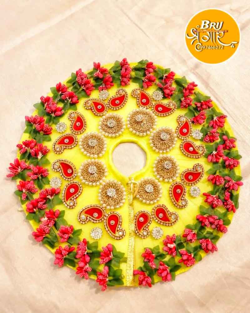 Laddu Gopal Ji Heavy Stonework Festival Special Yellow Dress
