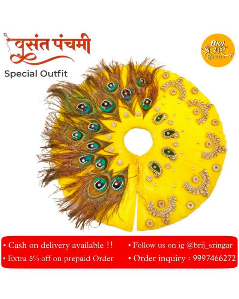 Krishna Dress Heavy Zardosi Dress Handmade Fabric For Thakurji