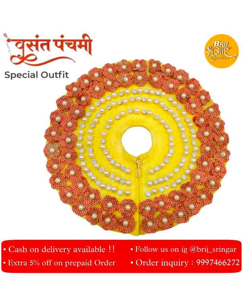 Basant Panchami Special Outfit Dress Laddu Gopal Ji Designer Red Border