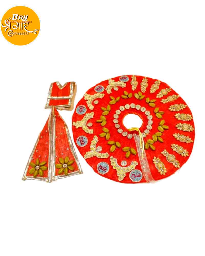 Net Fabric Stone Work Radha Krishna Lehenga Ghagra Dhoti Dress Set