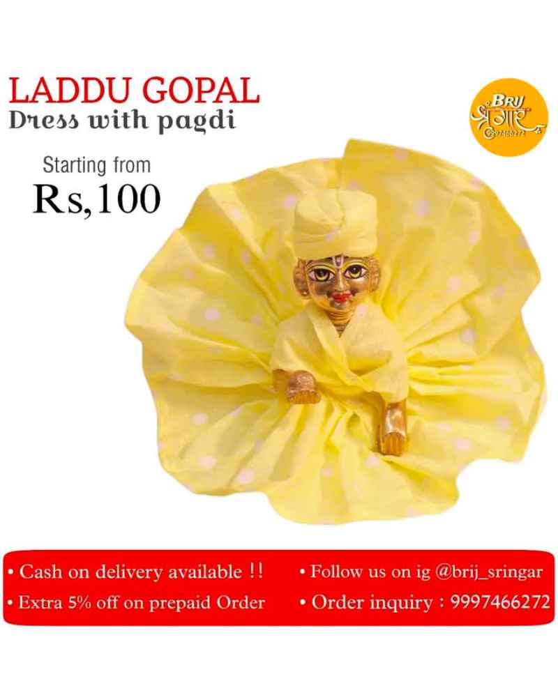 Laddu Gopal Dress With Pagdi Plain Style