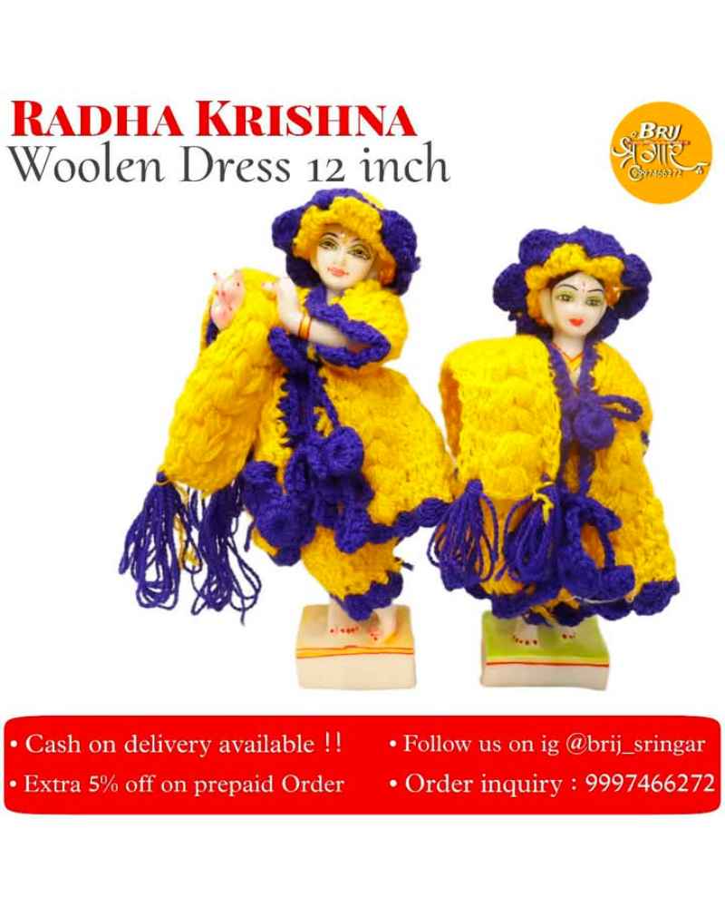 Radha Krishna Idols With Woolen Dresses