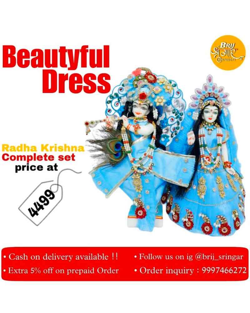 Beautiful Dresses Idols Radha Krishna Complete Set Super Price