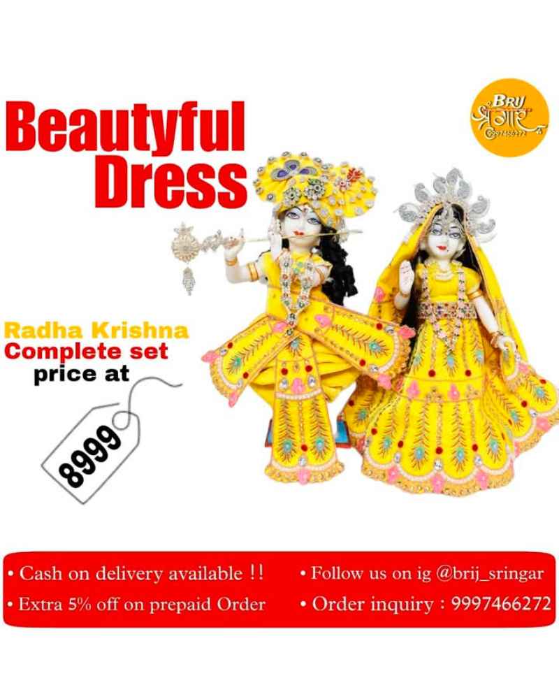 Beautiful Dresses Idols Radha Krishna Complete Set