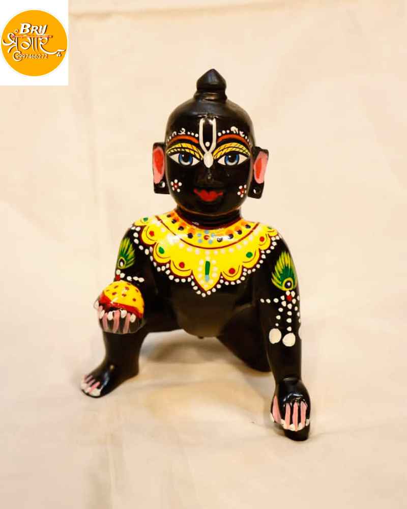 Ashtadhatu Black Laddu Gopal Kanha Ji Thakur Ji Murti Idol For Pooja And Temple