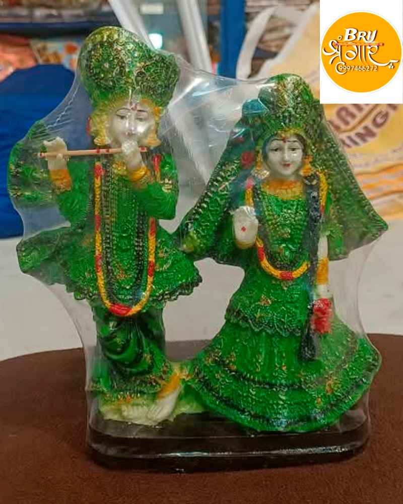Lord Bhagwan Radha Krishna Idol Murti With Flute Statue For Home Temple