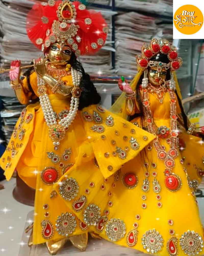 Ethnic Collection Handmade Yellow Dress For Radha Krishna Idol