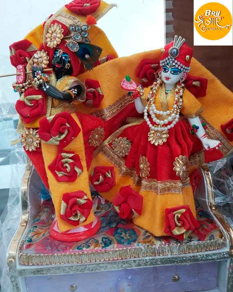 Radha Krishna Handmade Jaipuri Print Orange Dress