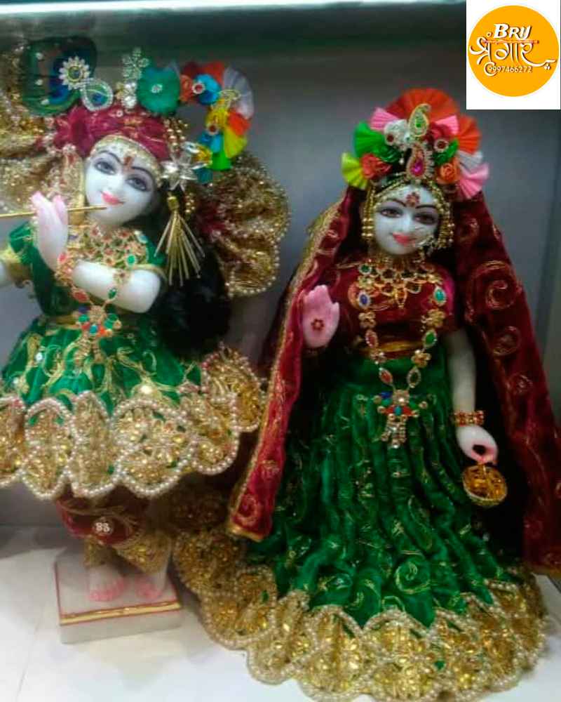 Radha Krishna Murti In Marble Dust With Shringaar