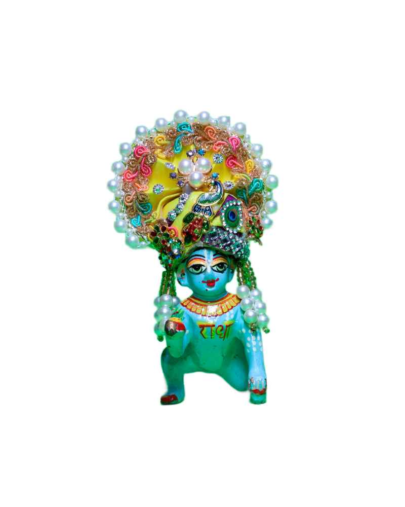 Designer Pugree With Peacock Art For Laddu Gopal
