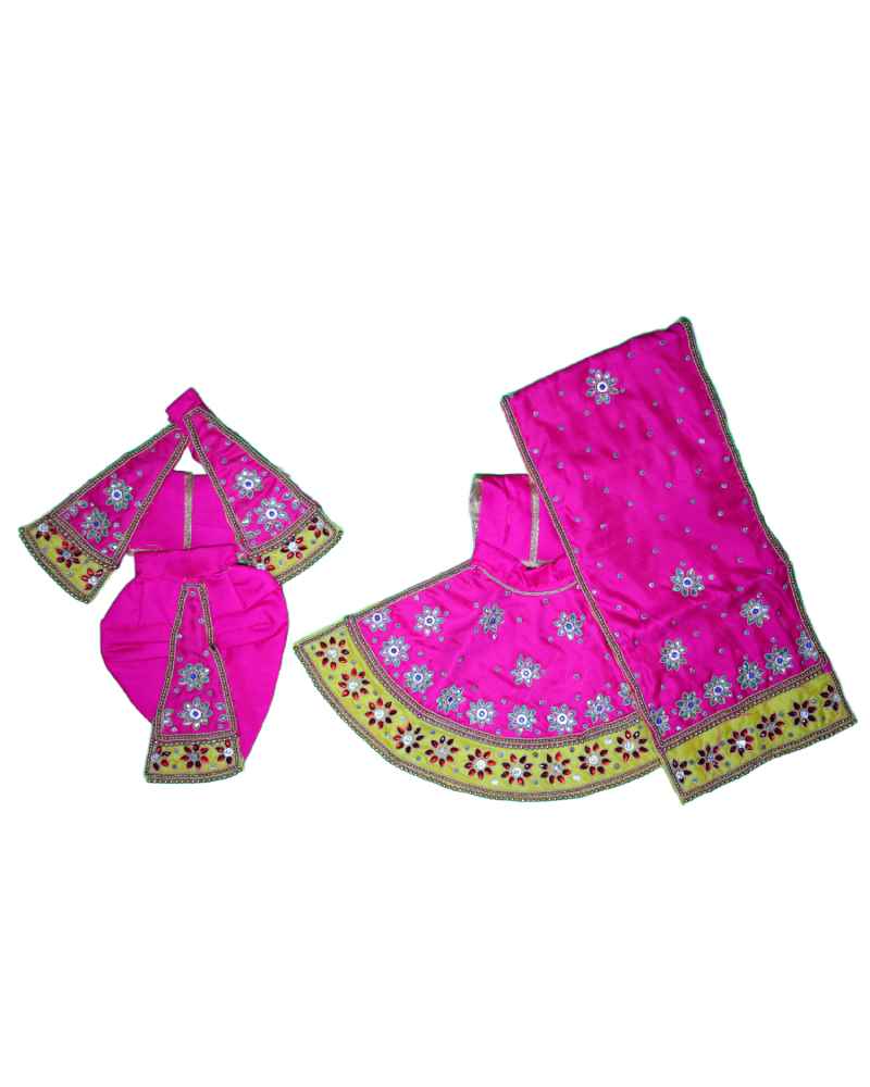 Pink Radha Krishna Poshak With Embroidery Work