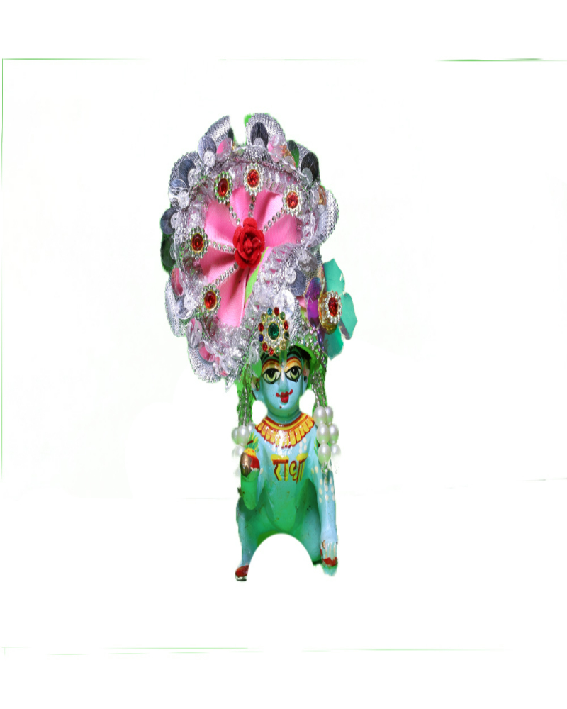Pink & Silver Laddu Gopal Pugree With Rhinestone Flower