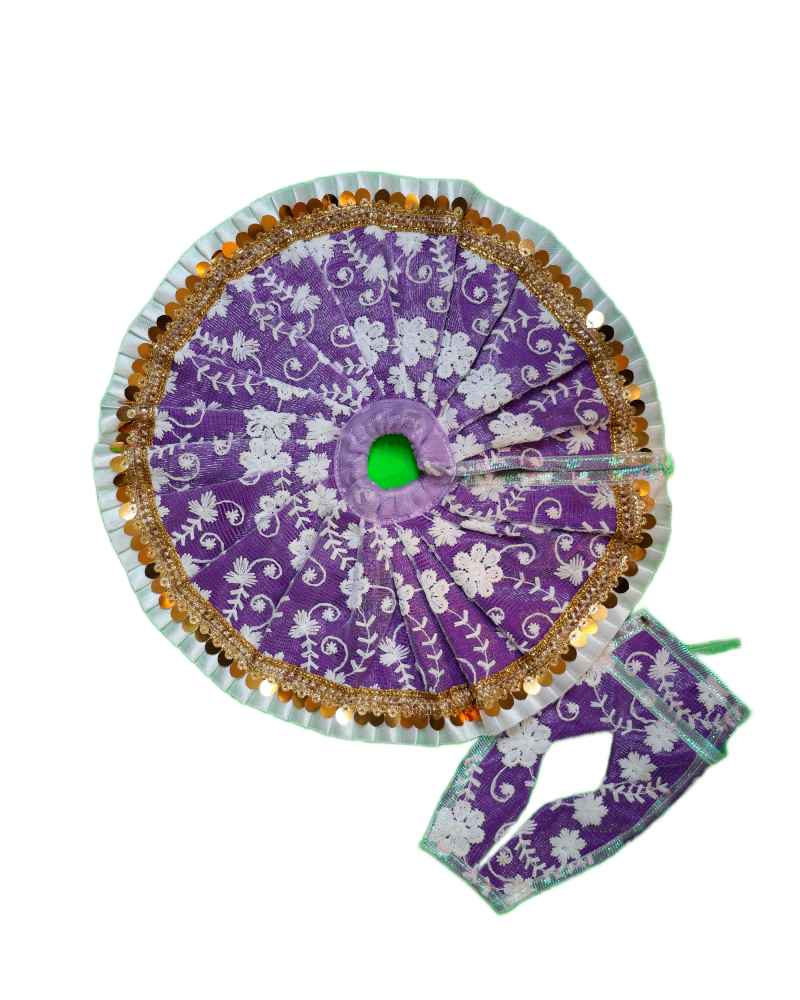 Purple Laddu Gopal Dress With Zari And Floral Embroidery