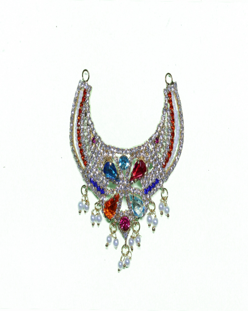 Rainbow Crystal & Pearl Fringe Embellishment Semi-circular Glamour Piece