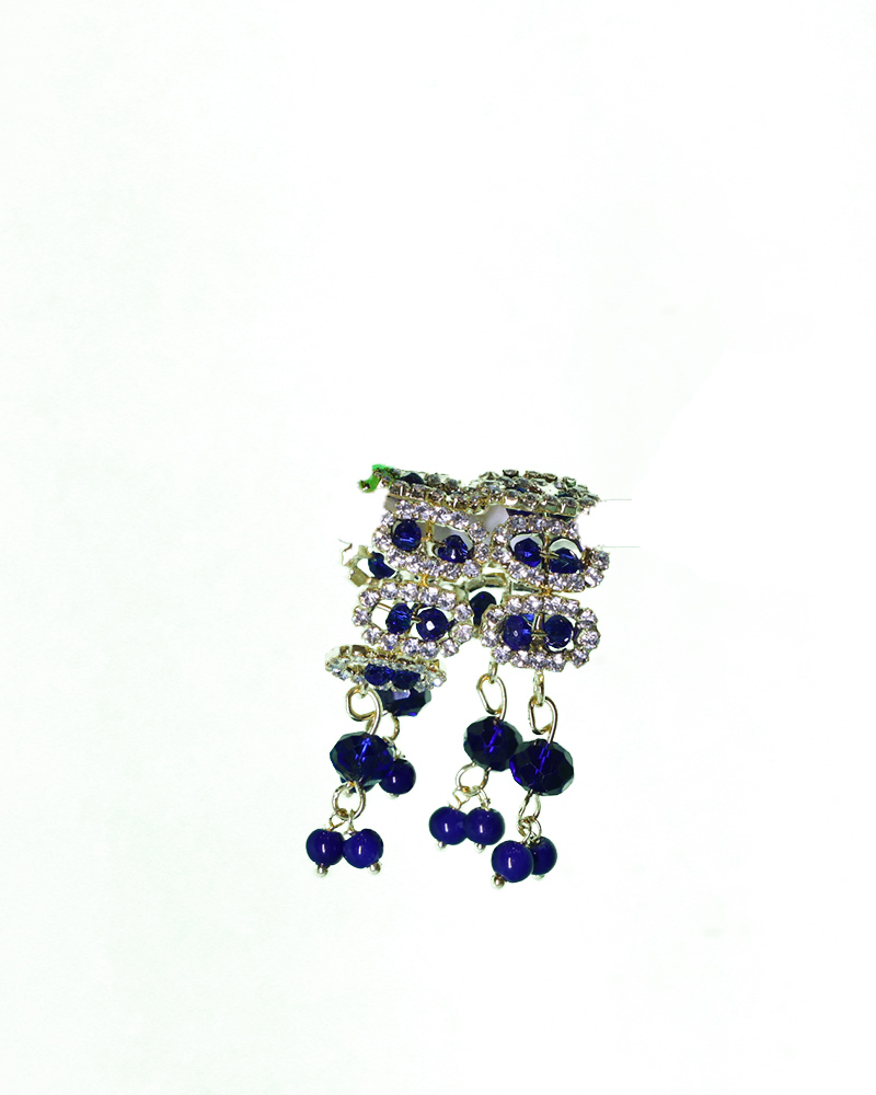 Regal Deep Blue Crystal & Rhinestone Deity Bracelets For God Idols