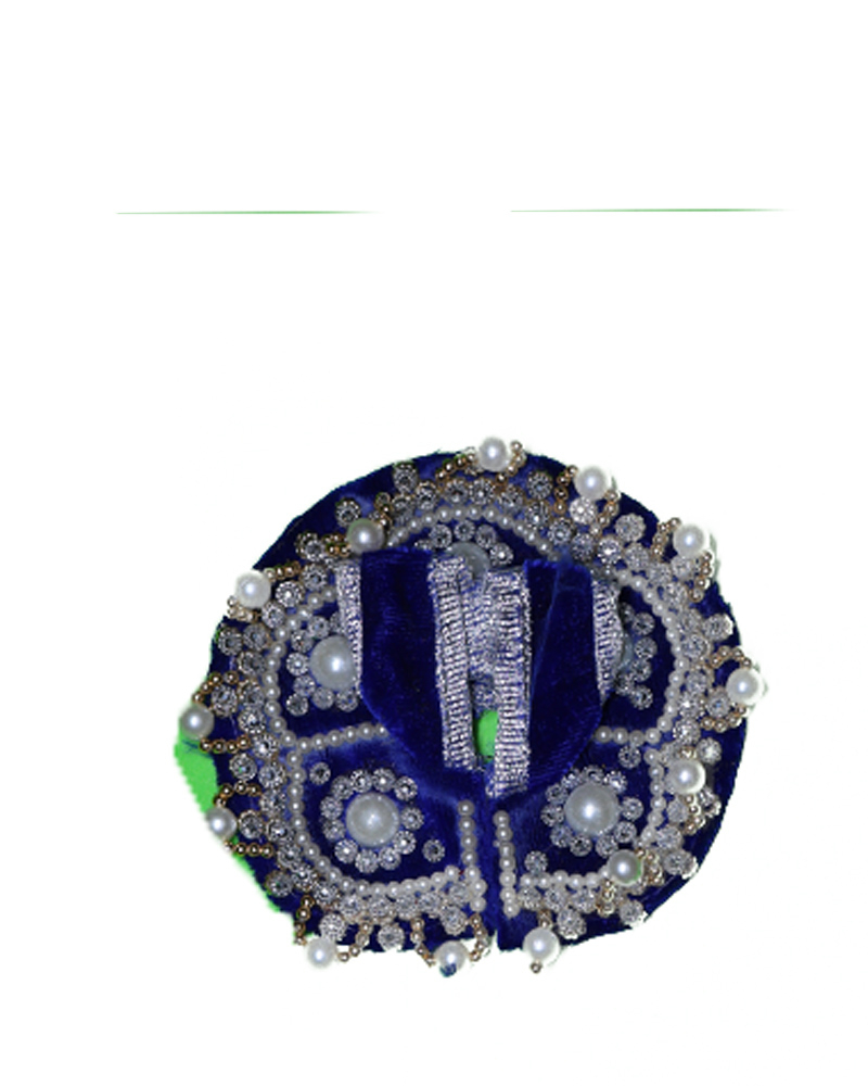 Royal Blue Velvet Laddu Gopal Poshak With Pearl & Stone Work