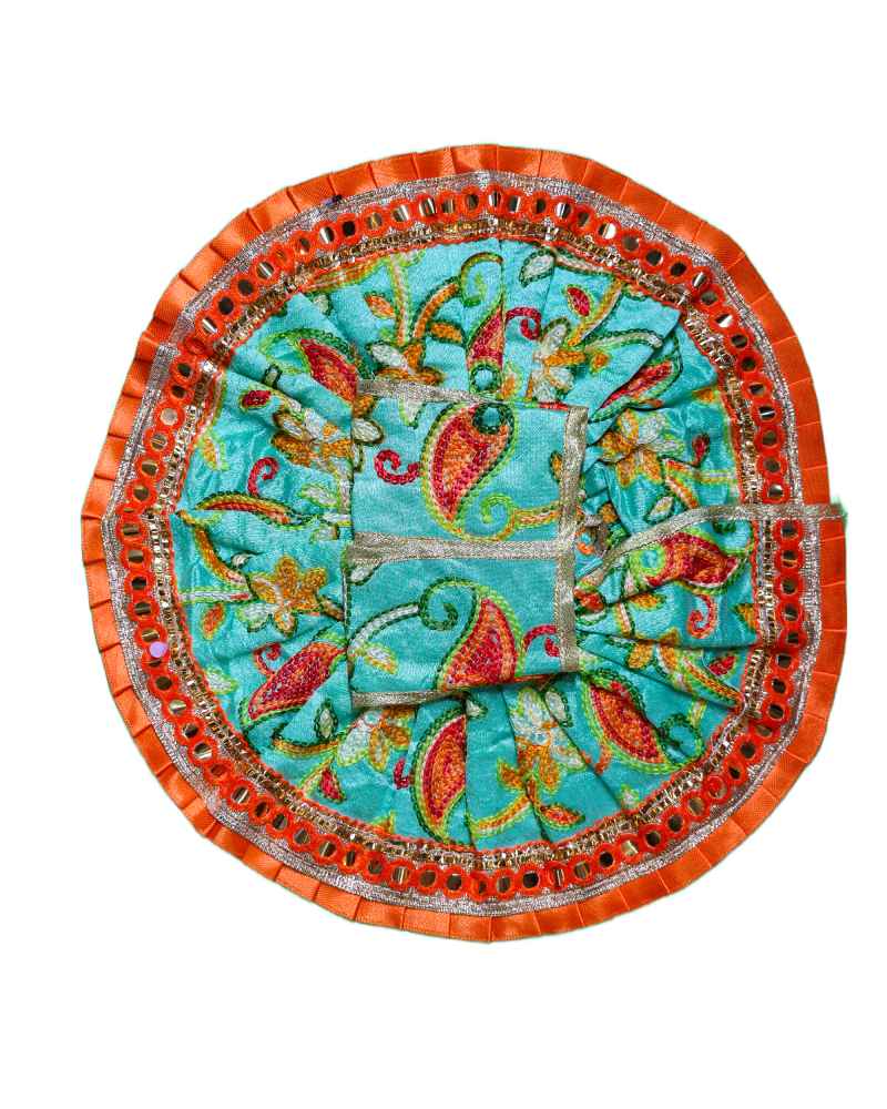 Handcrafted Blue Red Satin Silk Dress For Laddu Gopal