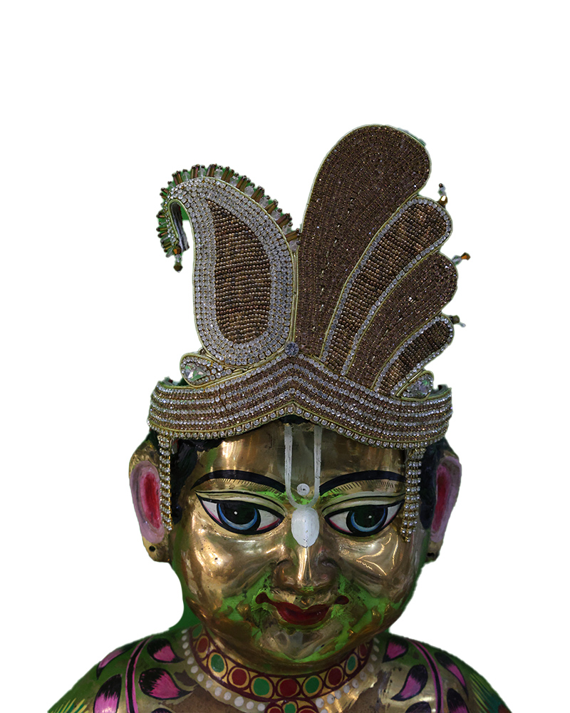 Shimmering Gold & Silver Beadwork Laddu Gopal Pugree
