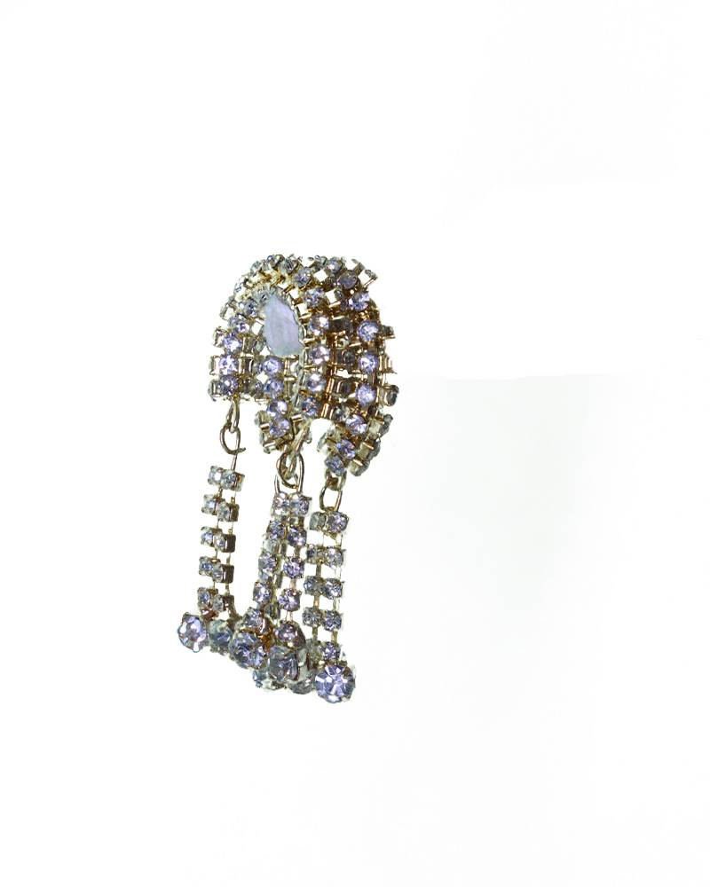 Silver Tone Bracelet With Light Purple Crystals & Danglers Modern Indian Bracelet For Casual & Festive Occasions