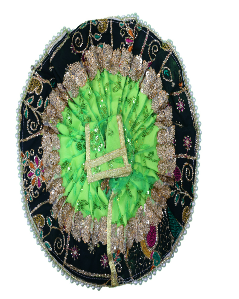 Striking Green And Black Laddu Gopal Poshak With Pearl & Sequin Work