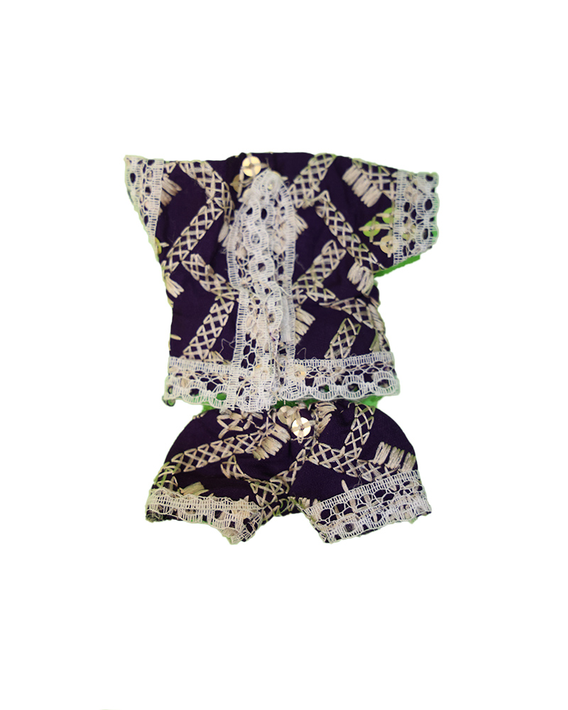 Traditional Black & White Laddu Gopal Night Suit With Geometric Patterns
