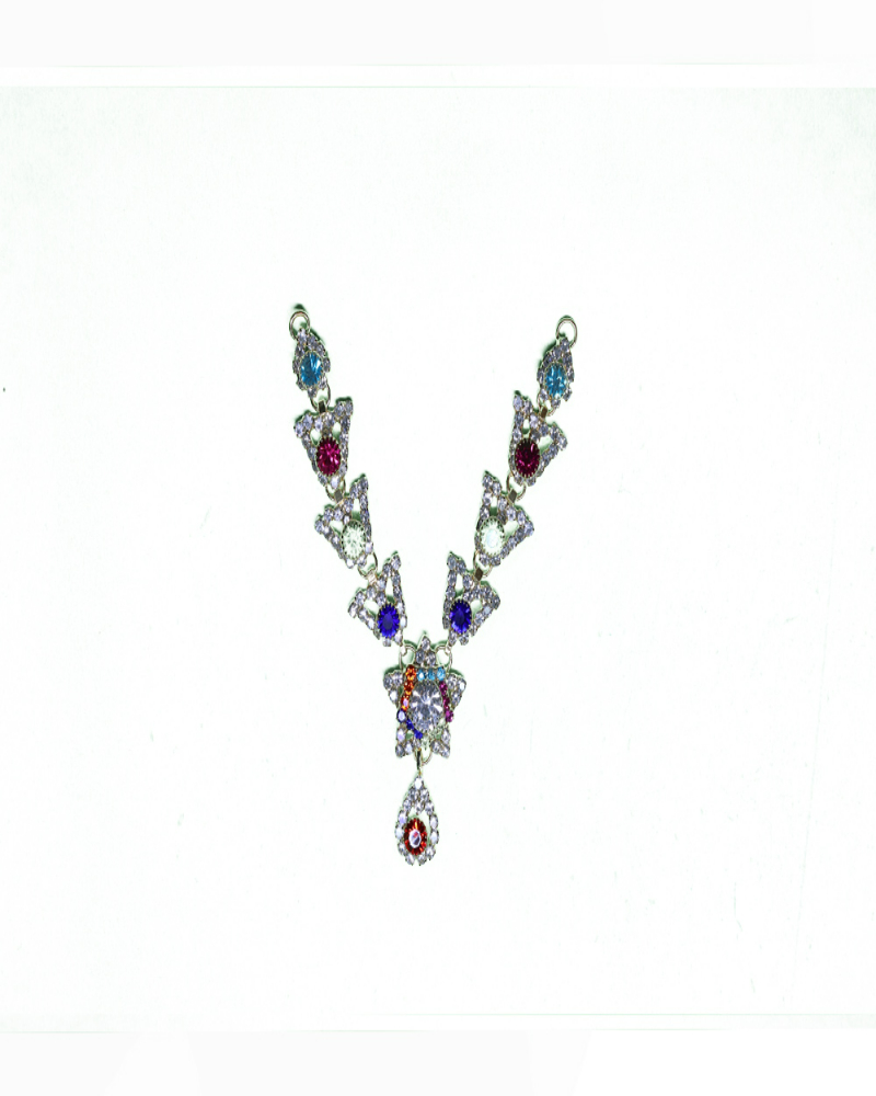 V-shaped Multi-color Stone Jewelry Piece Bow & Crystal Accent