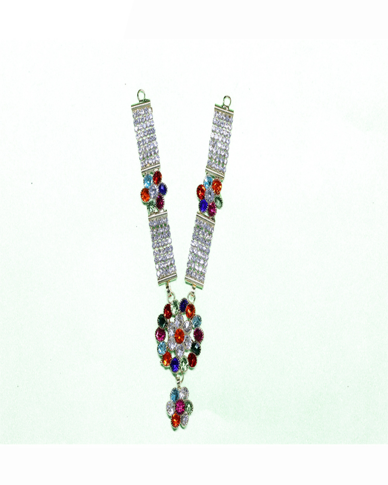 Vibrant Multi-color Stone & Crystal Adornment Decorative Floral Design
